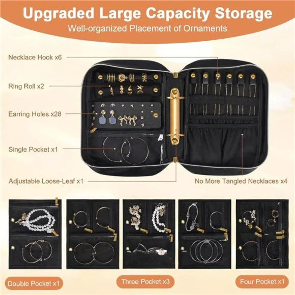 Travel Jewelry Case Organizer for Women, Jewelry Storage Book with Small Pouch,